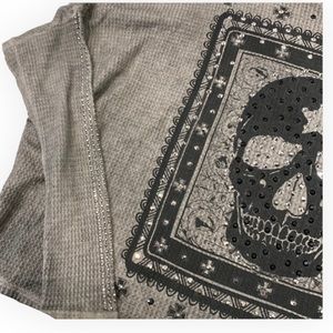 Women’s Vocal rhinestone skull long sleeve boutique shirt
